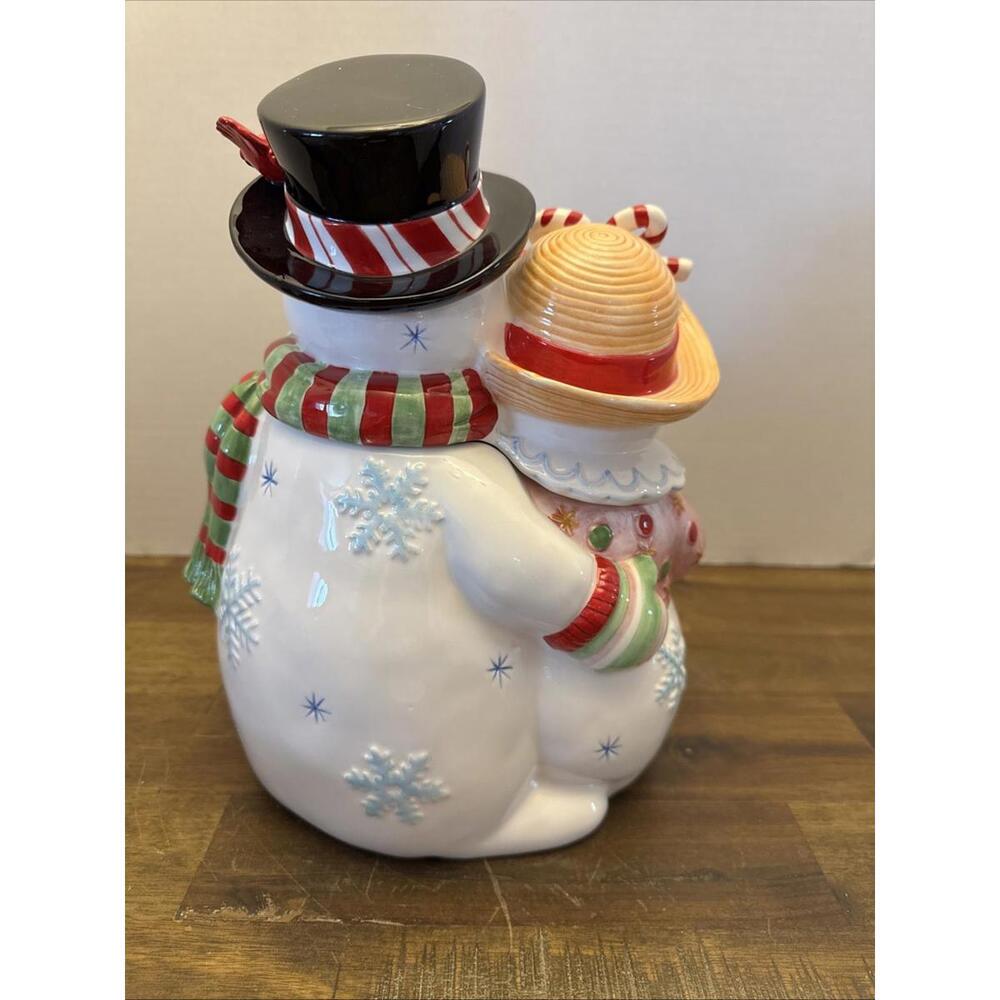 Vtg Fitz & Floyd "FROSTY FRIENDS" 12"H Cookie Jar Holiday NIB - Picture 8 of 9